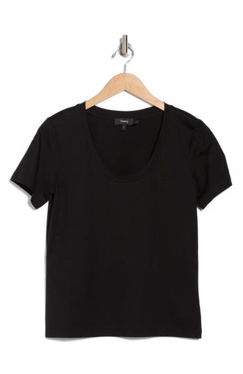 Theory Scoop Neck Cotton T-shirt In Black