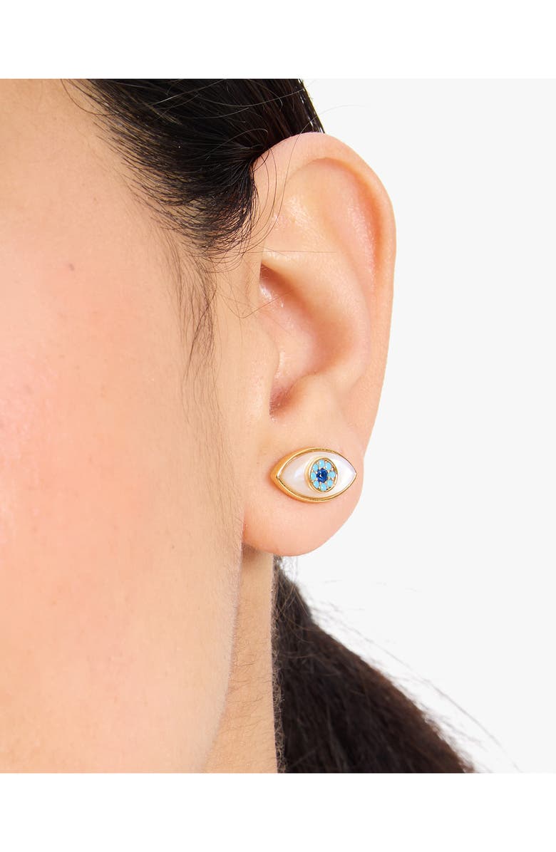 Kate Spade New York all seeing mother-of-pearl stud earrings, Alternate, color,