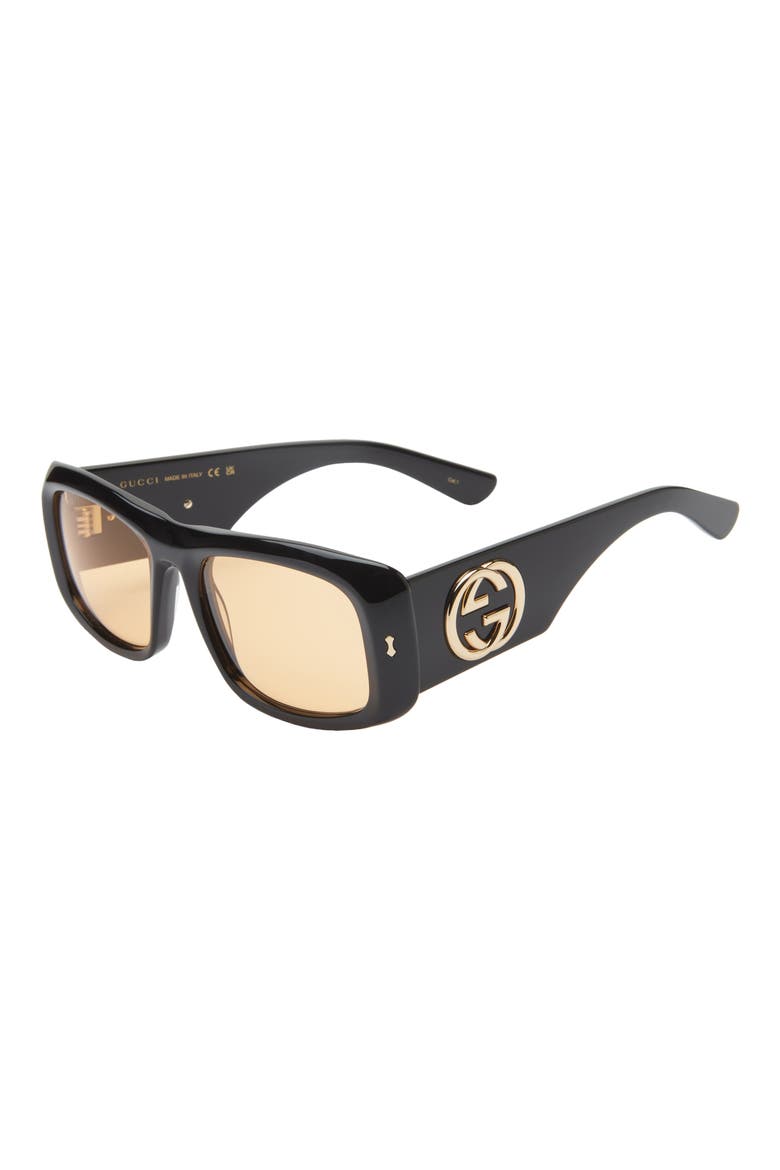 56mm Rectangular Sunglasses, Alternate, color, BLACK BLACK YELLOW