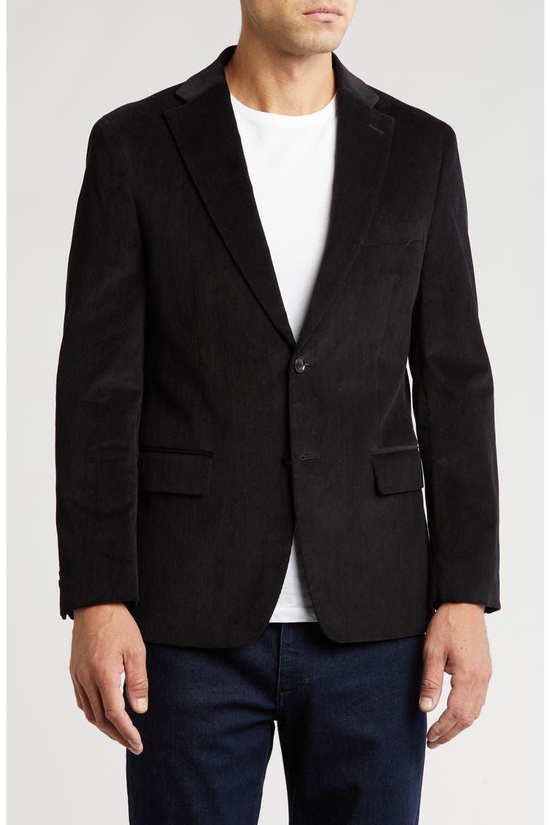 Cotton Corduroy Blazer, Main, color, BLACK