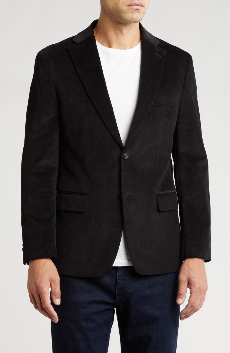 Tommy Hilfiger Cotton Corduroy Blazer, Main, color, Black