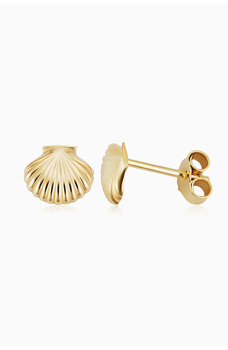 Oradina 14K Yellow Gold Seashell Studs, Alternate, color, Yellow Gold