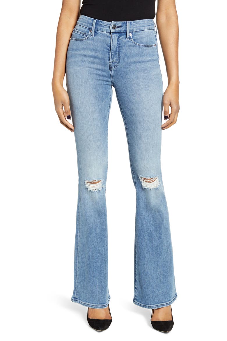 Good Flare Ripped Jeans, Main, color, BLUE501