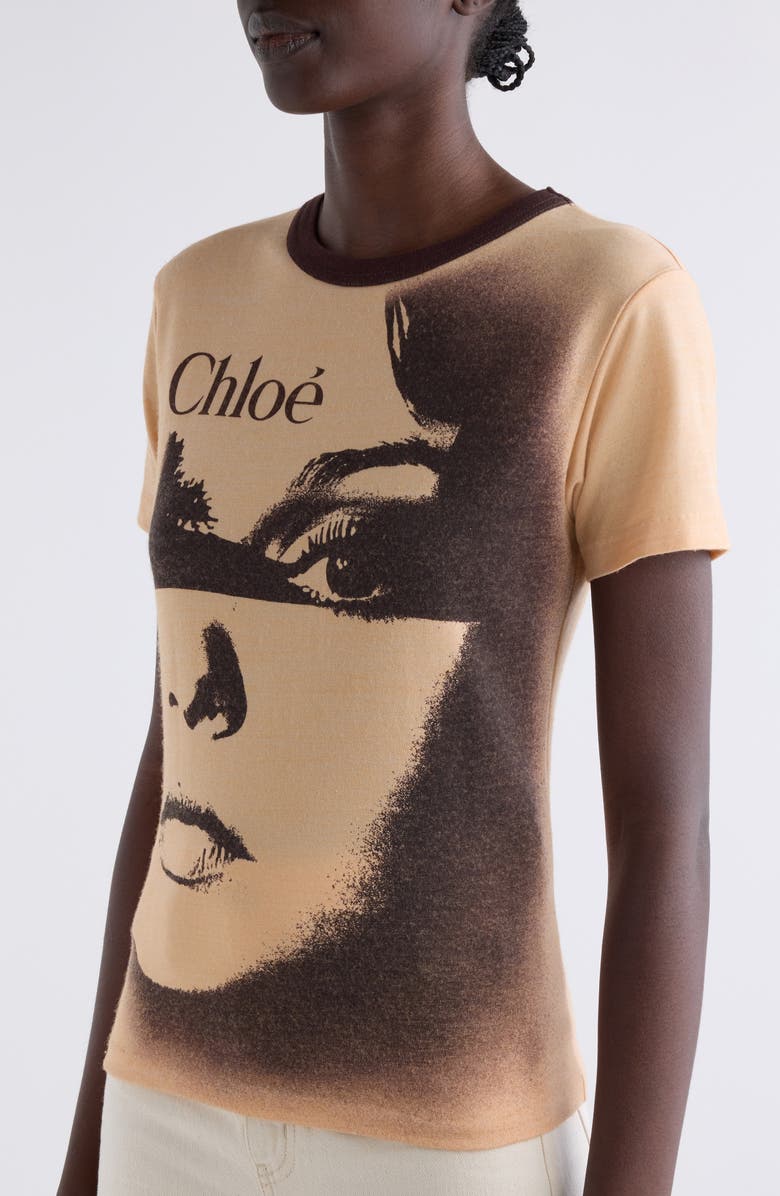 Chloé Portrait Graphic T-Shirt, Alternate, color, Tender Orange