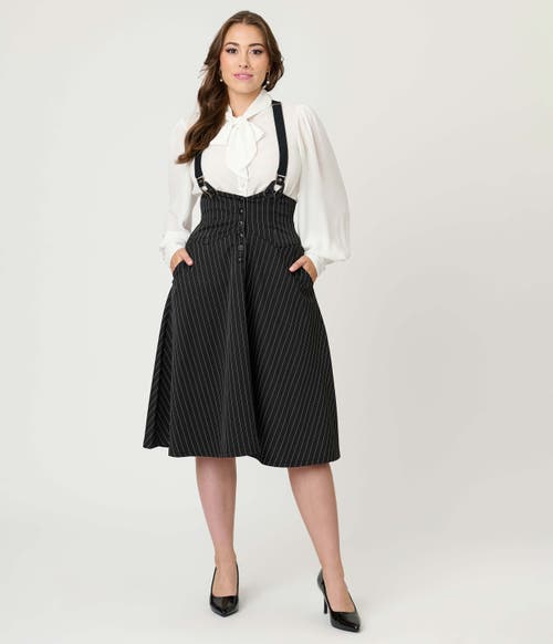 Unique Vintage Plus Size 1950s Suspender Swing Skirt In Black