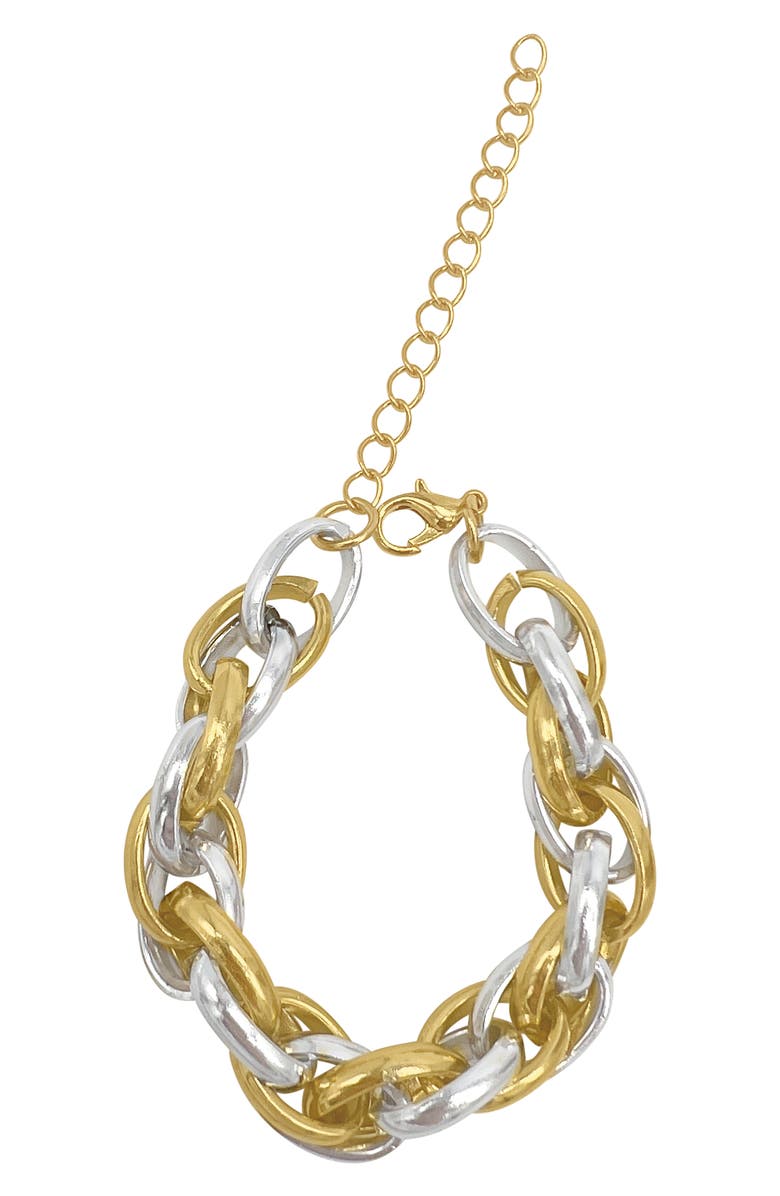 Adornia Two-Tone Woven Chain Bracelet, Main, color, Gold