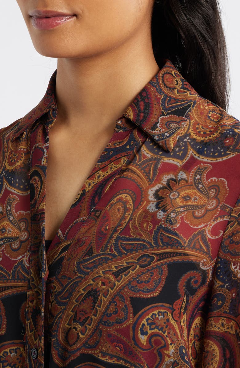 Julia Jordan Paisley Tiered Dress, Alternate, color, Burgundy Multi