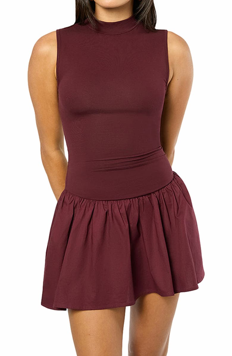 WeWoreWhat Mockneck Dress, Alternate, color, Eggplant