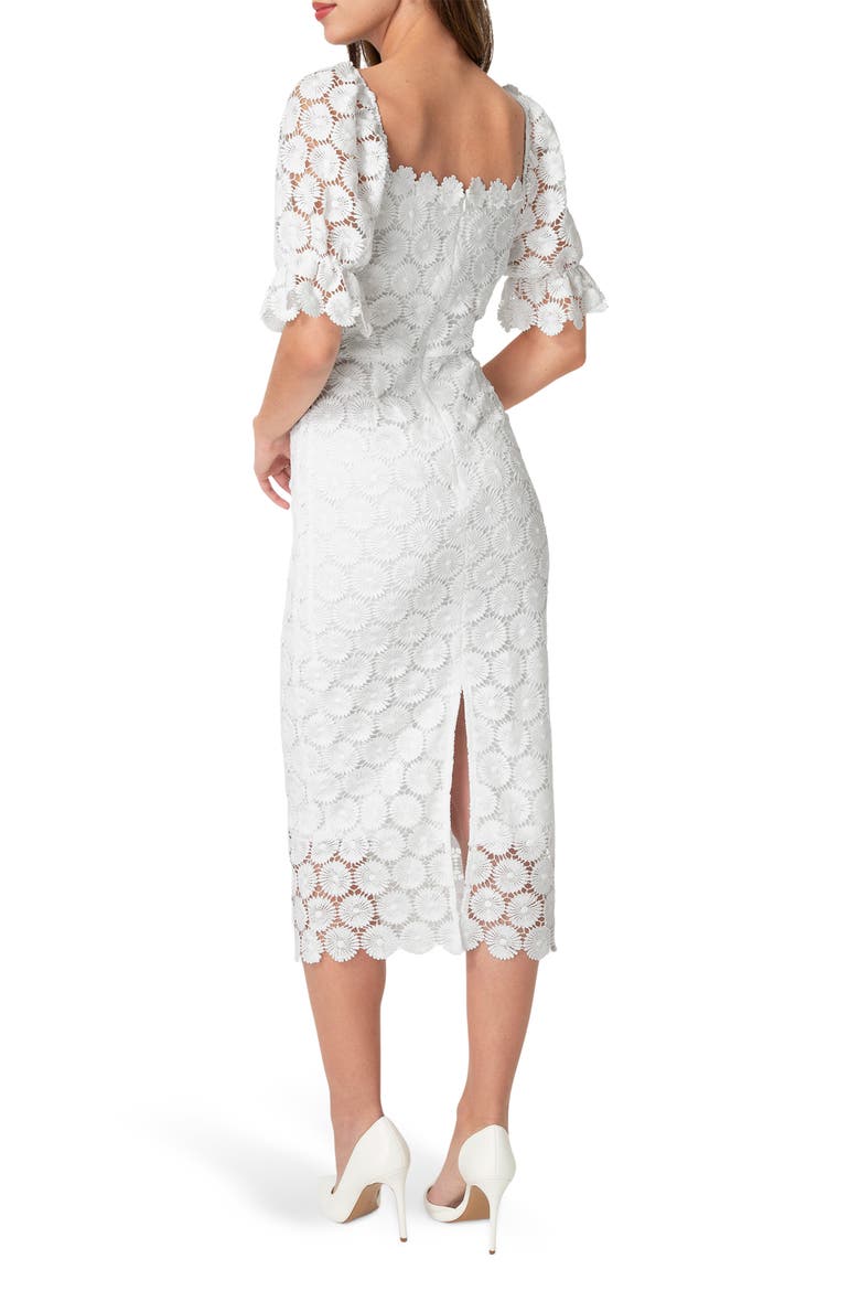 Eyelet Elbow Sleeve Midi Dress, Alternate, color, IVORY