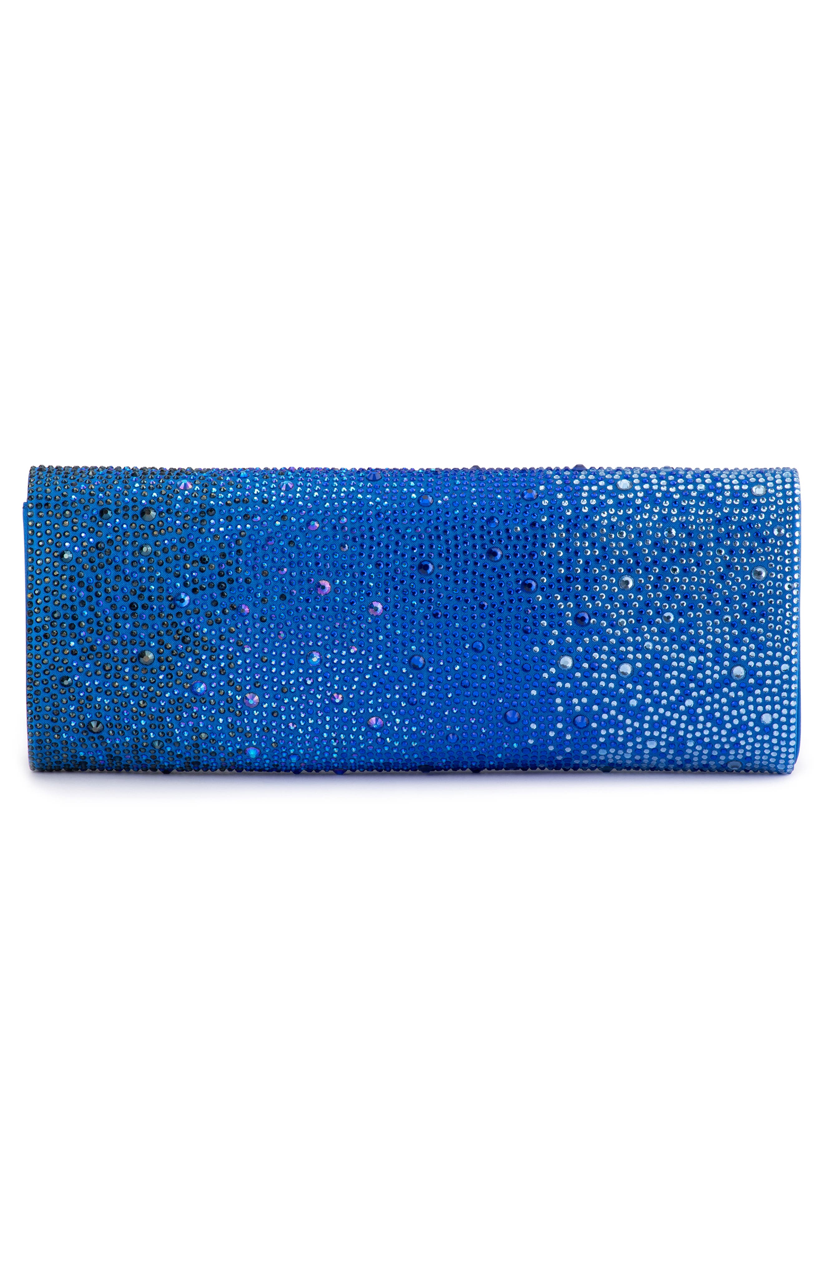 Camille Ombré Hot Fix Crystal Clutch, Alternate, color, BLUE