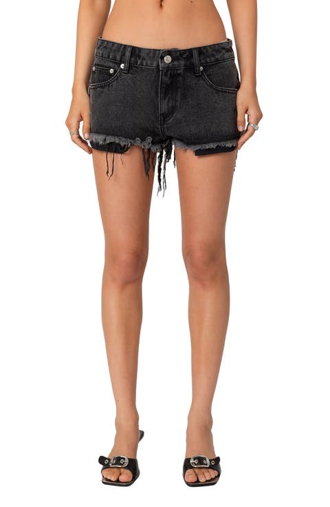 Low Rise Distressed Denim Cutoff Shorts