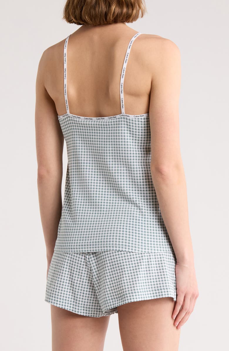 Calvin Klein Stretch Cotton Camisole & Shorts Pajamas, Alternate, color, Grey Multi Modern Gingham