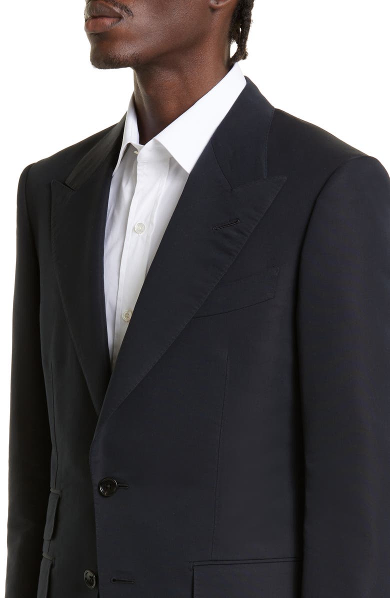 TOM FORD Shelton Cotton & Silk Poplin Tuxedo Jacket, Alternate, color, Black