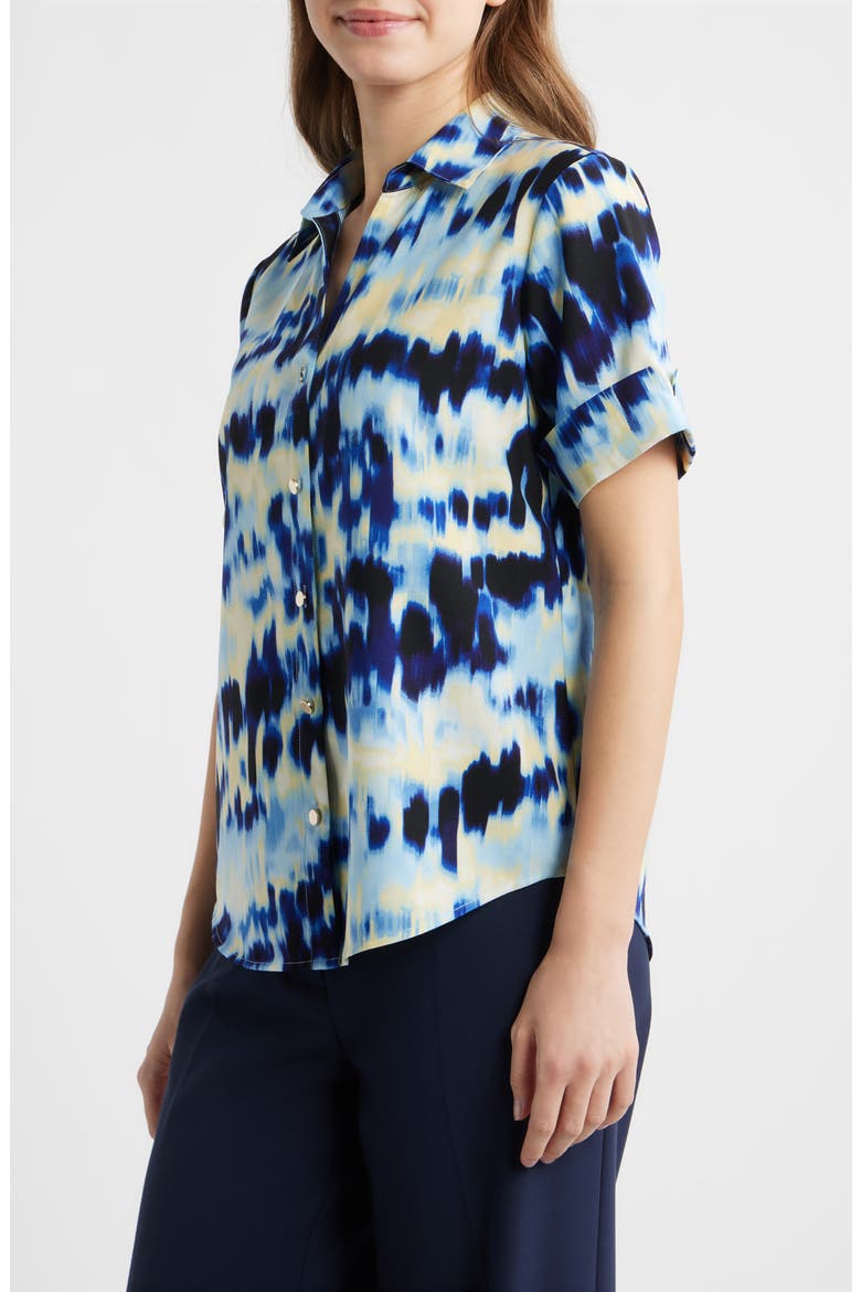 Crepe Button-Up Shirt, Alternate, color, LAKESHORE MULTI