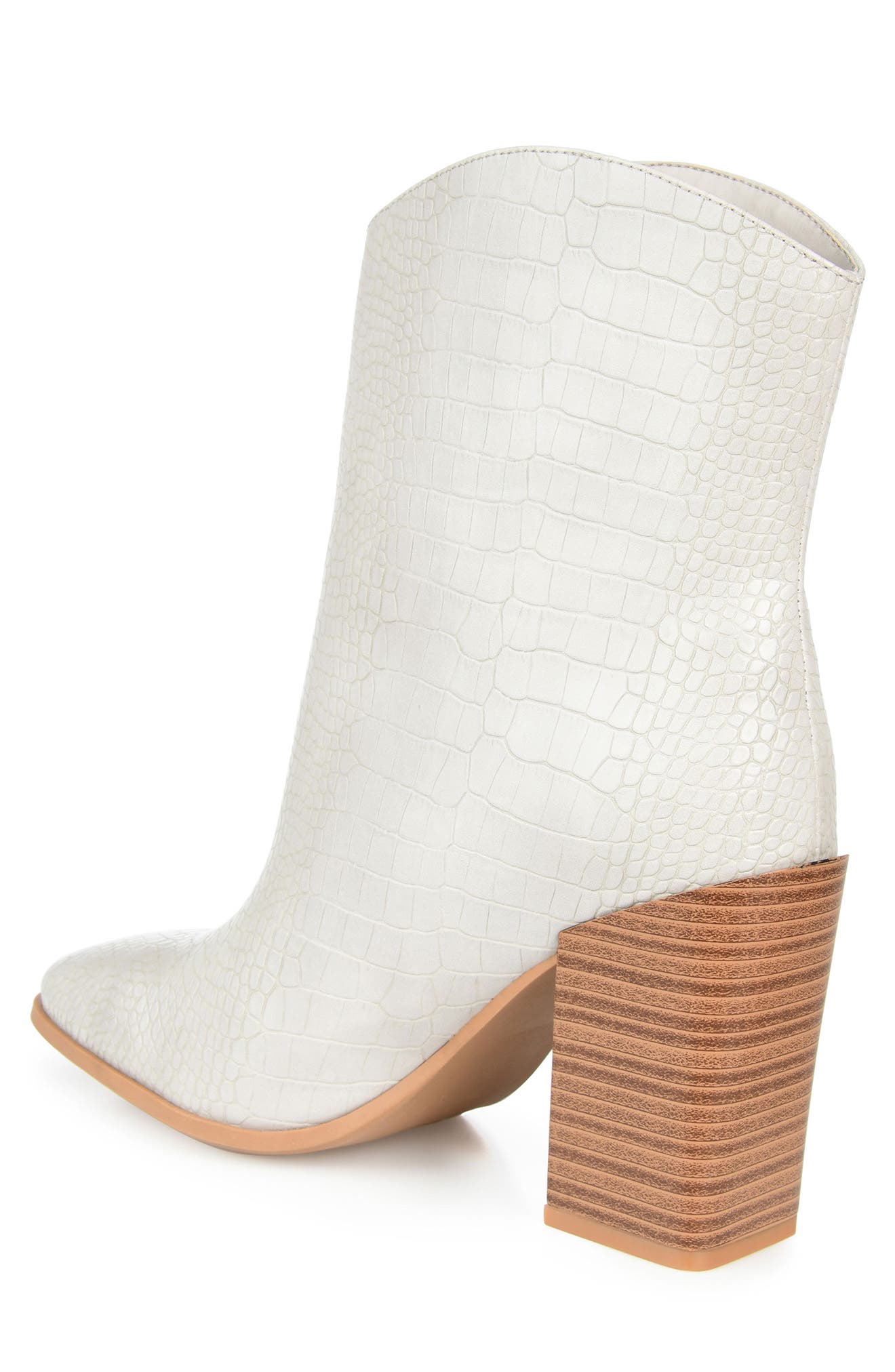 Journee Collection Brekkin Croc Embossed Western Bootie, Alternate, color, Grey