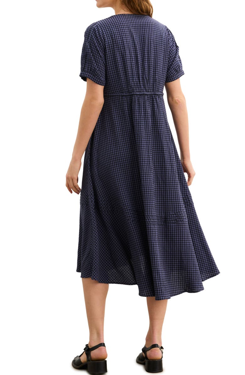 HATCH The V-Neck Gingham Seersucker Dress, Alternate, color, Shadow Blue