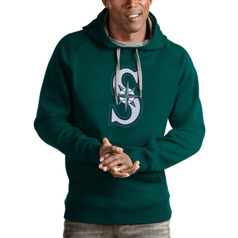 Men's Antigua Aqua Seattle Mariners Victory Pullover Team Logo Hoodie