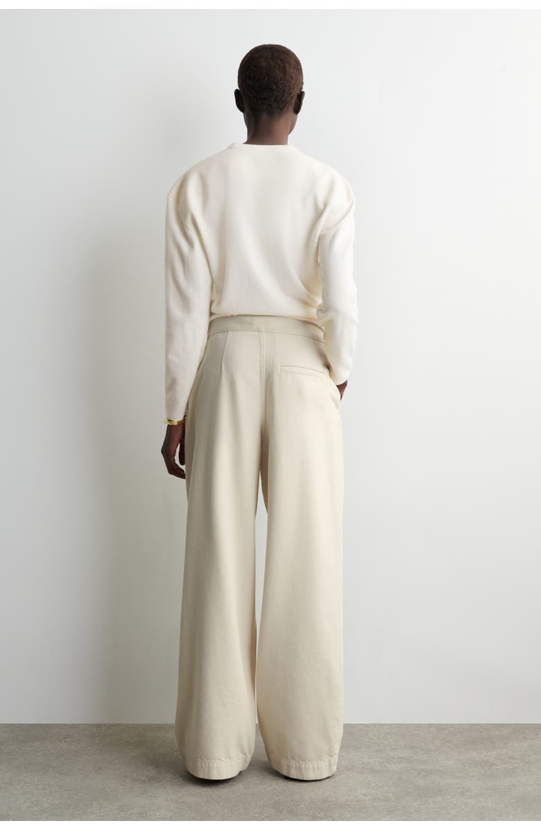 COS Pleated Wide Denim Pants, Alternate, color, Cream