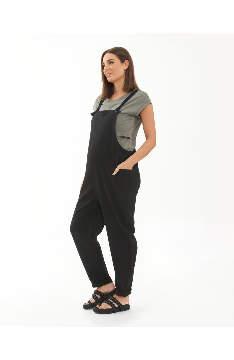 Ripe Maternity Poppy Linen Jumpsuit Black, Alternate, color, Black