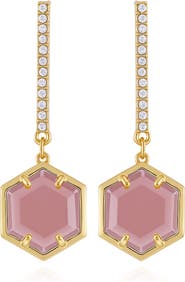 Vince Camuto Hexagon Pave Bar Drop Earrings