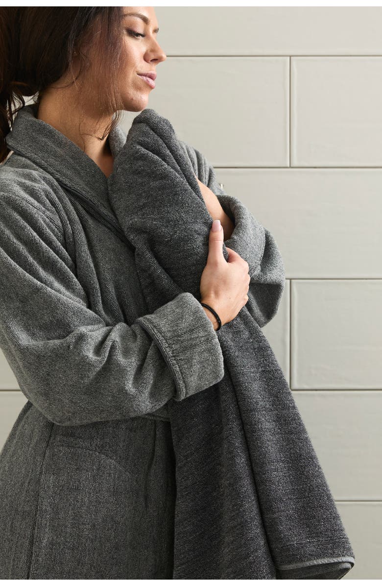 BedVoyage Melange Viscose Cotton Blend Odor & Mildew Resistant Bath Sheet Towel, 1pc, Alternate, color, Charcoal