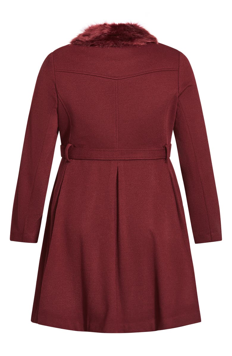 City Chic Rosemary Coat with Removable Faux Fur Collar, Alternate, color, Red