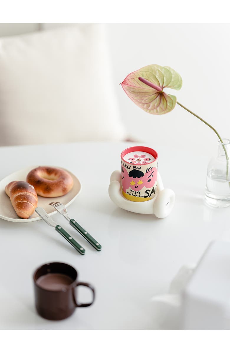 WEKUKU Mood White Tea Scented Candle & Holder Gift Set, Alternate, color, Pink