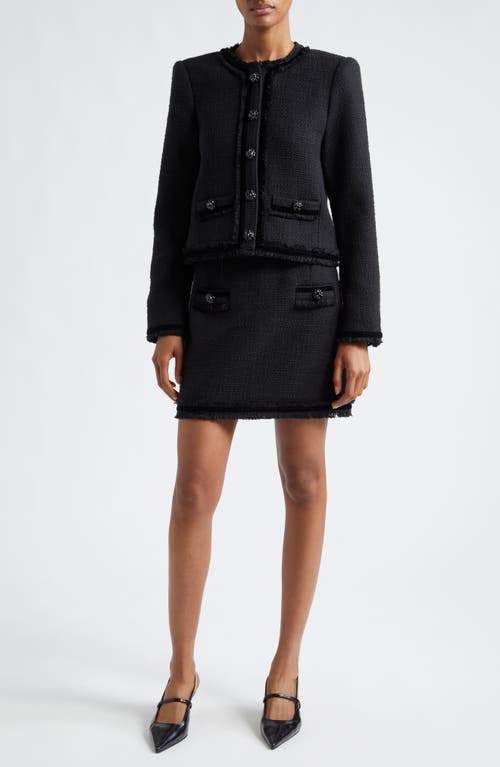 Cinq À Sept Christie Boucle Fringe Jacket In Animal Print
