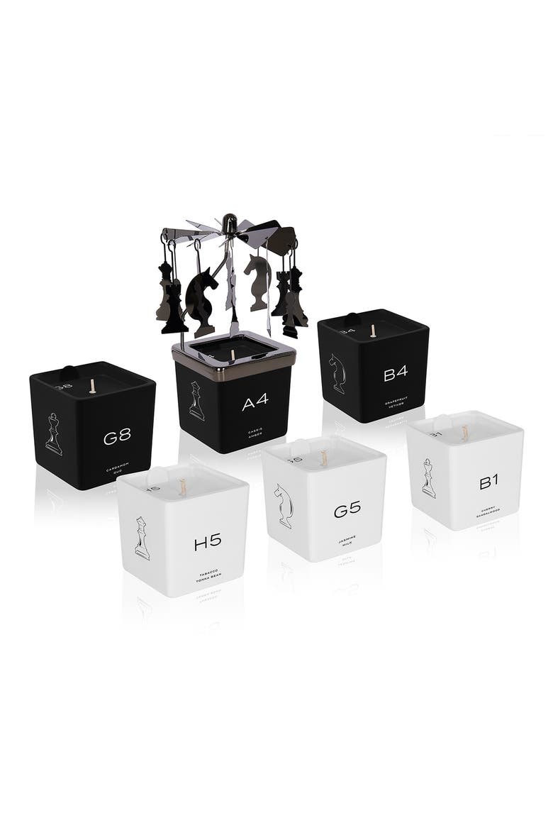 Chess Set of 6 Luxury Votive Candles & Carousel, Main, color, NO COLOR
