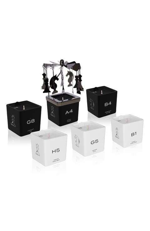 Chess Set of 6 Luxury Votive Candles & Carousel