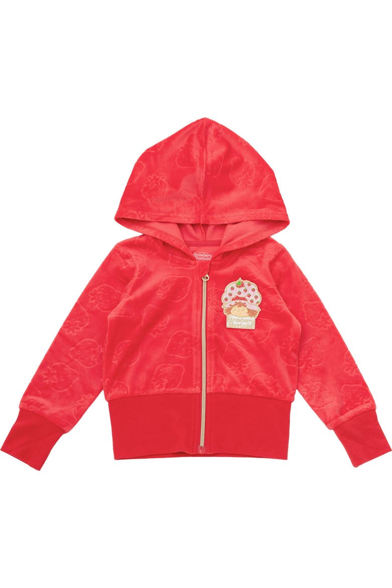 Velour Hoodie and Pants Set, Alternate, color, Strawberry Cayenne