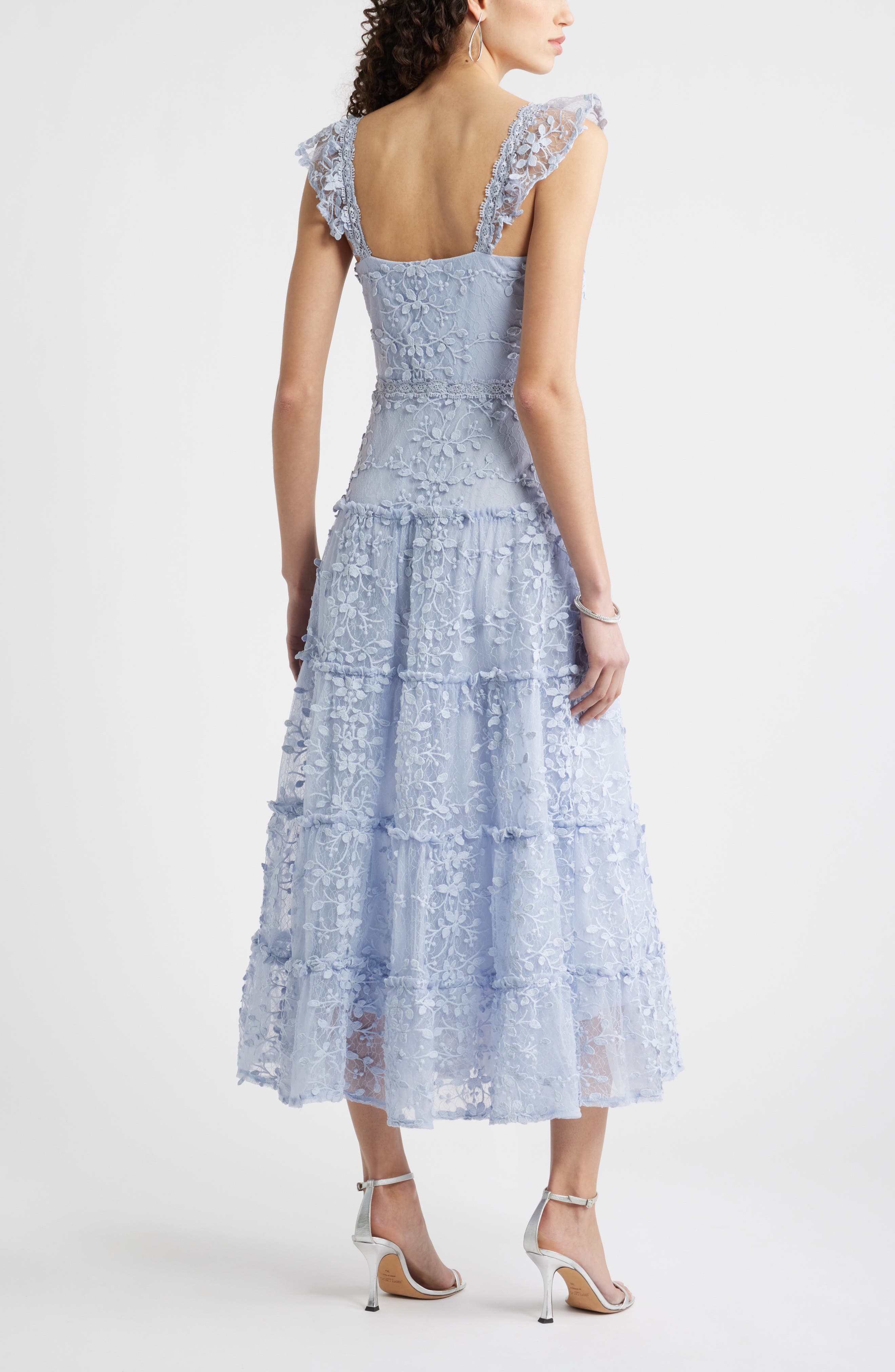 Chelsea28 3D Floral Lace Tiered Midi Dress (Women) | Nordstrom