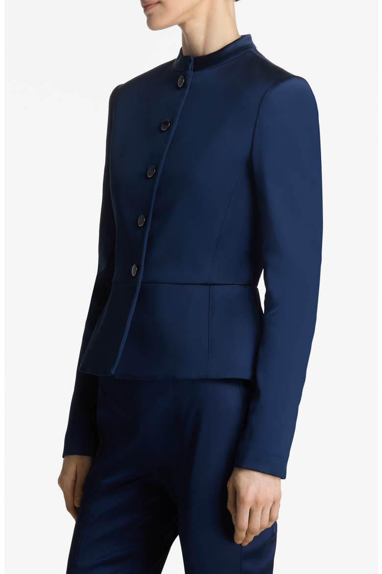 Stretch Satin Peplum Jacket, Alternate, color, ROYAL BLUE