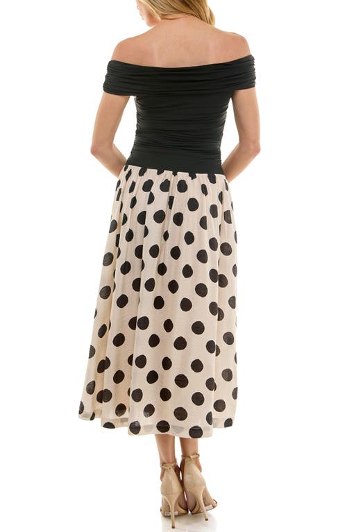 Socialite Off-the-shoulder Mix Media Midi Dress