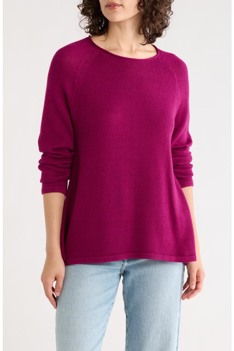 Raglan Sleeve Pullover Sweater, Main, color, SANGRIA