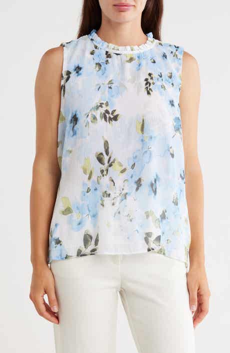 Calvin Klein Pleat Mock Neck Sleeveless Top