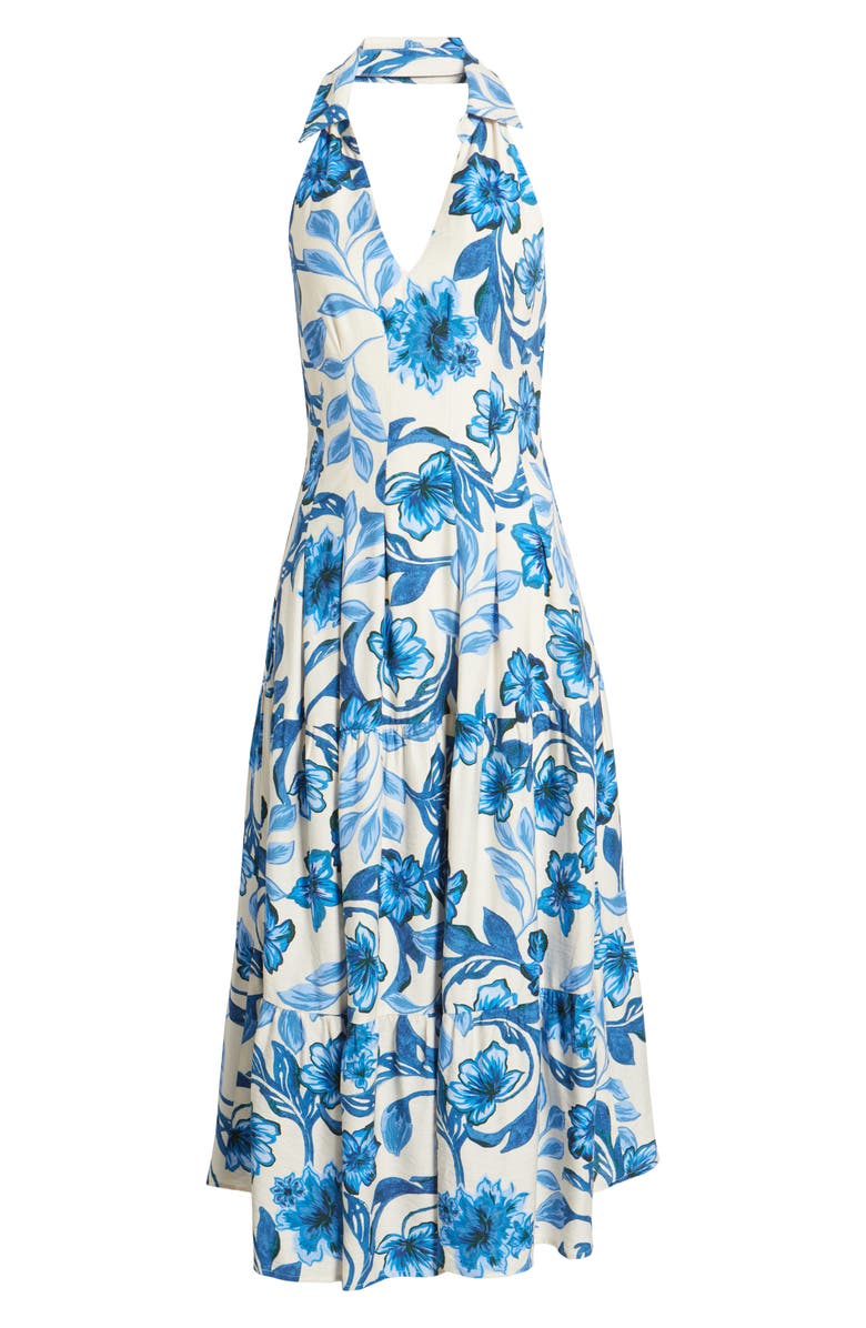 Adelyn Rae Lenni Floral Print Halter Dress, Alternate, color, Blue