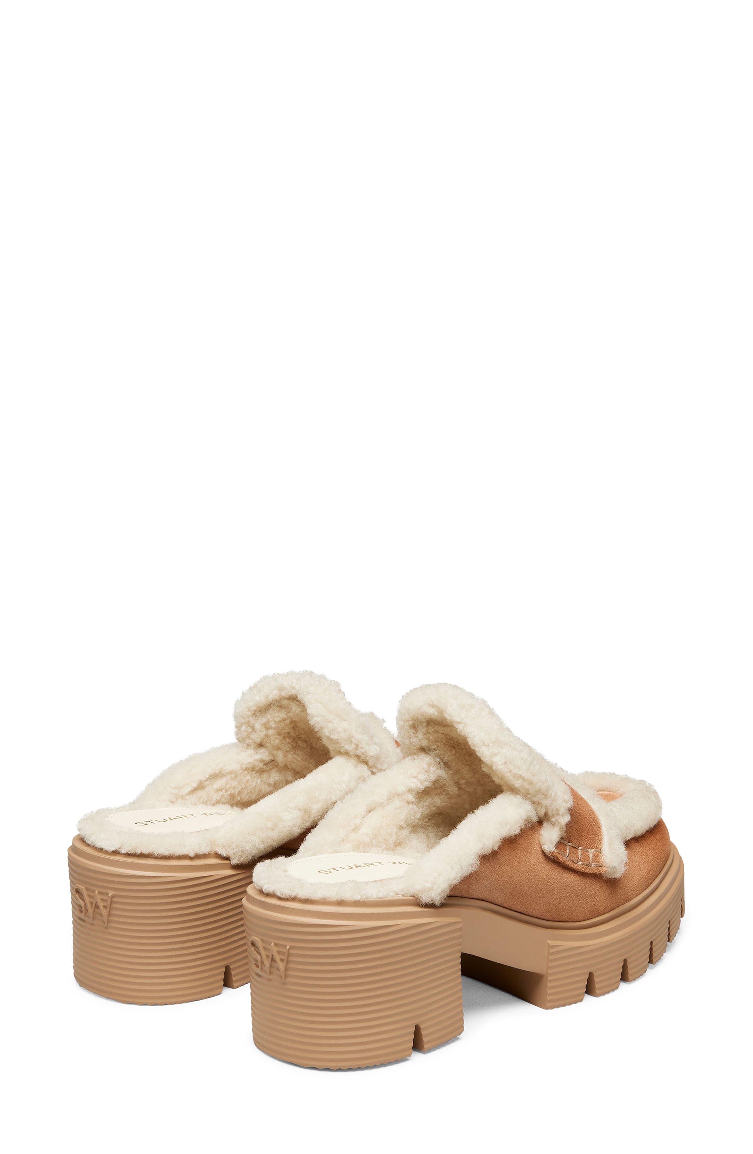 Stuart Weitzman Lennox Genuine Shearling Trim Platform Loafer, Alternate, color, New Camel/ Natural/ Caramel