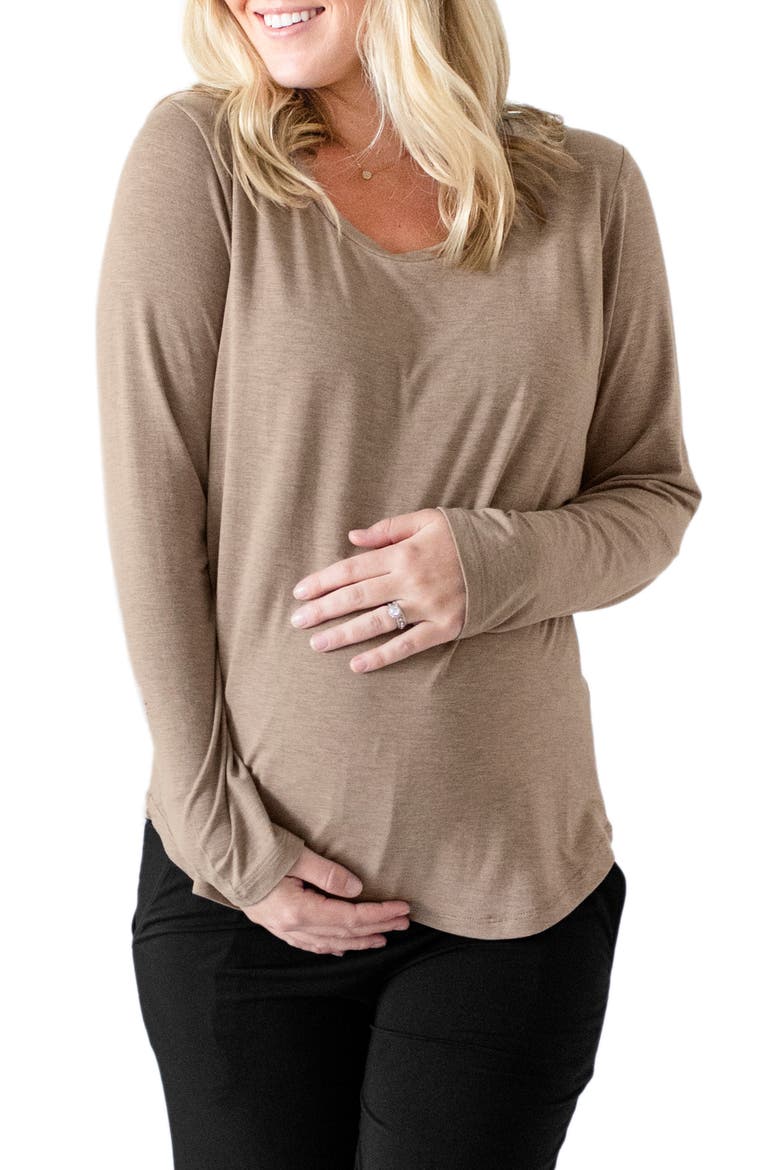 Maternity & Nursing Long Sleeve T-shirt, Main, color, WHEAT