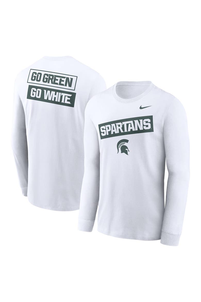 Men's Nike White Michigan State Spartans Two-Hit Classic Location Long Sleeve T-Shirt, Main, color, White