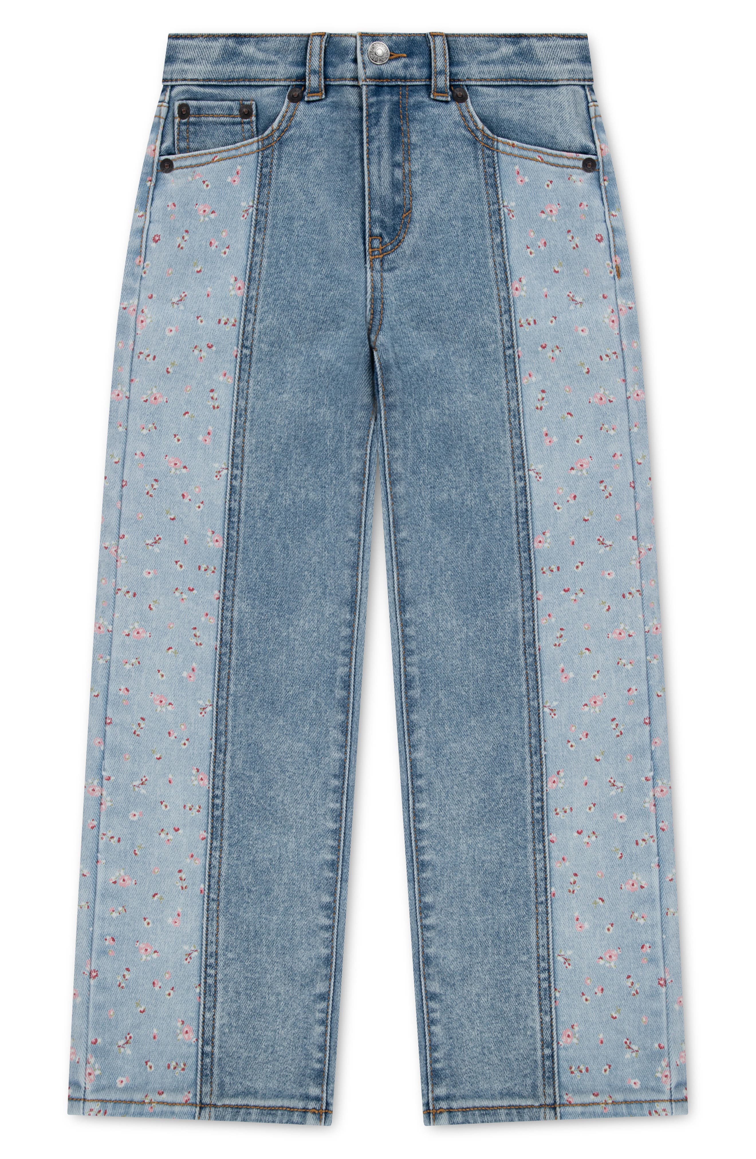 Kids' Colorblock Wide Leg Jeans
