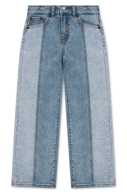 Kids' Colorblock Wide Leg Jeans