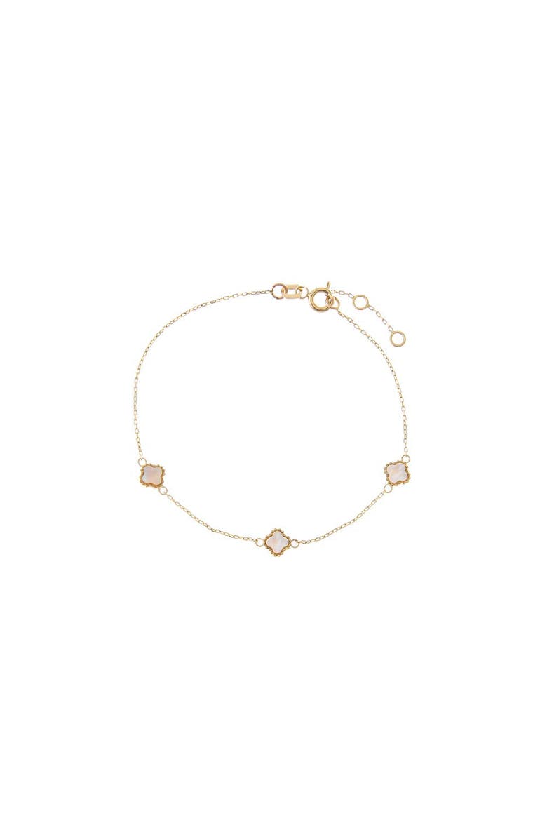 BY ADINA EDEN Triple Mother Of Pearl Clover Bracelet 14K, Main, color,