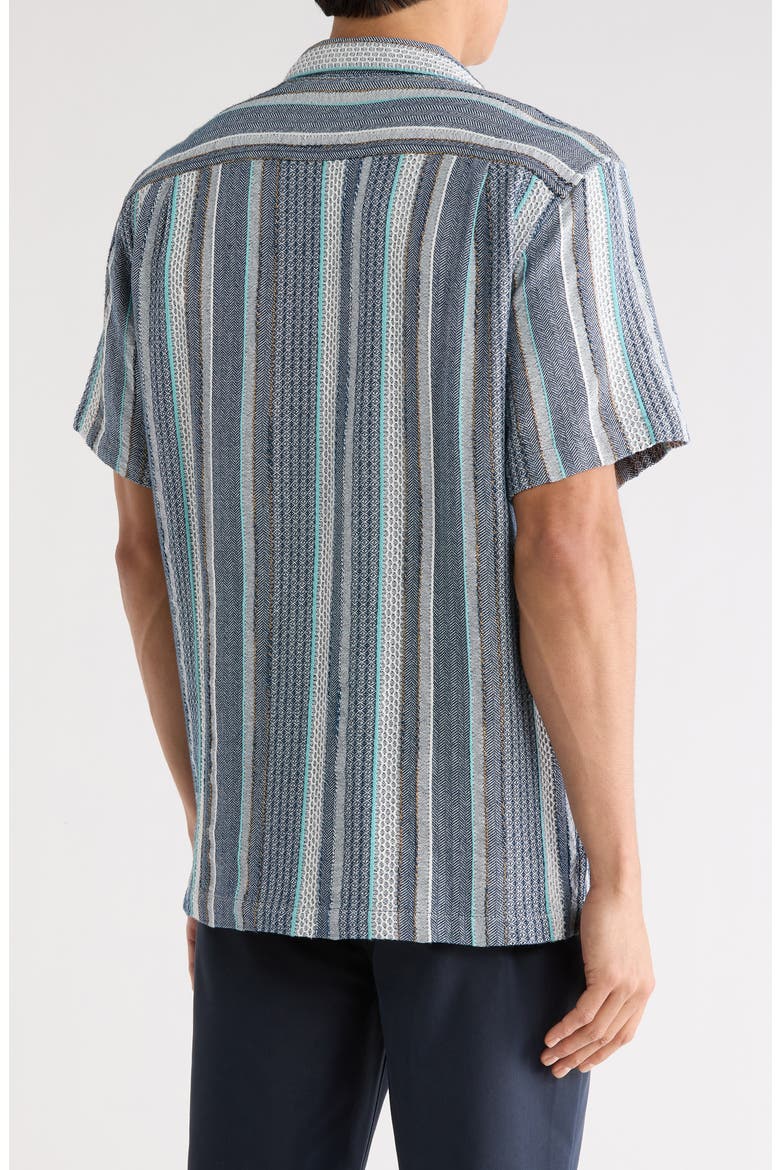 Milano Textured Stripe Cotton Camp Shirt, Alternate, color, KINGFISH