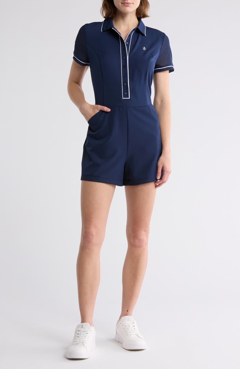 Original Penguin Veronica Short Sleeve Romper, Main, color,