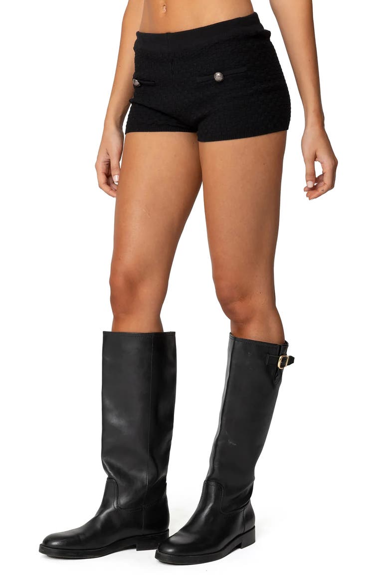 Amalie Low Rise Textured Knit Micro Shorts, Alternate, color, BLACK