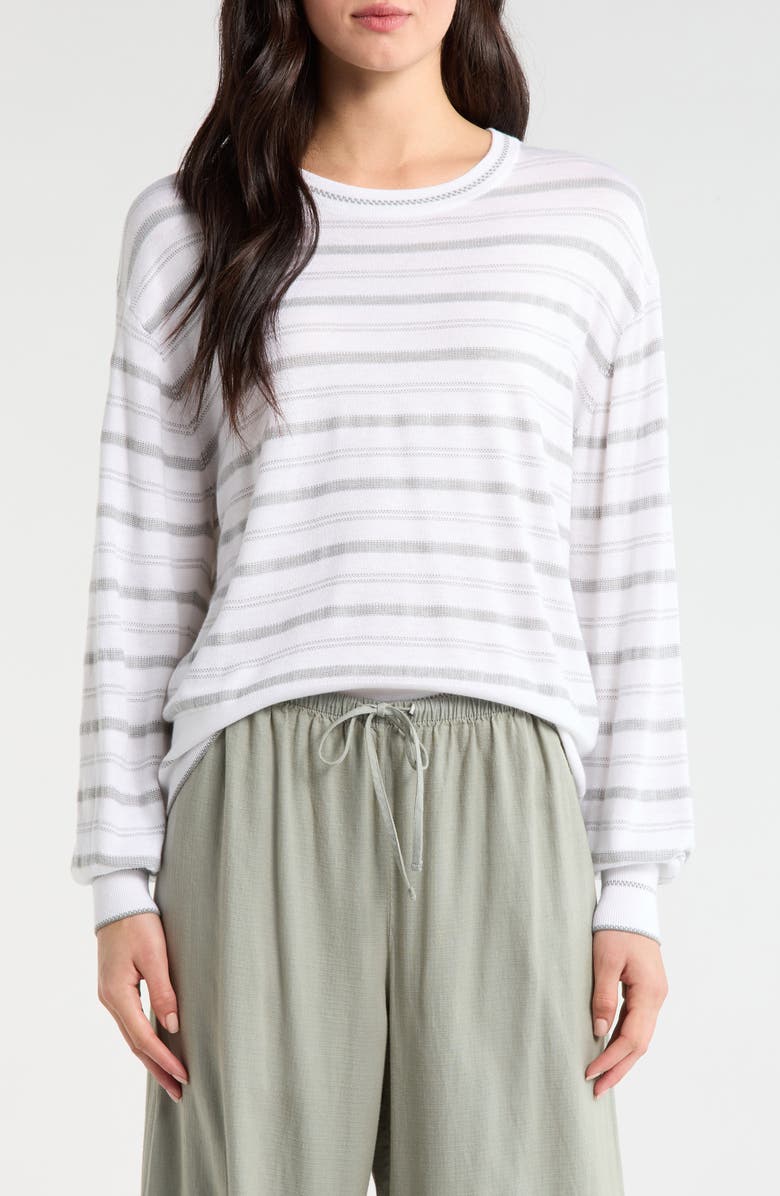 Splendid Finn Stripe Sweater, Main, color, Eucalyptus Green/ White