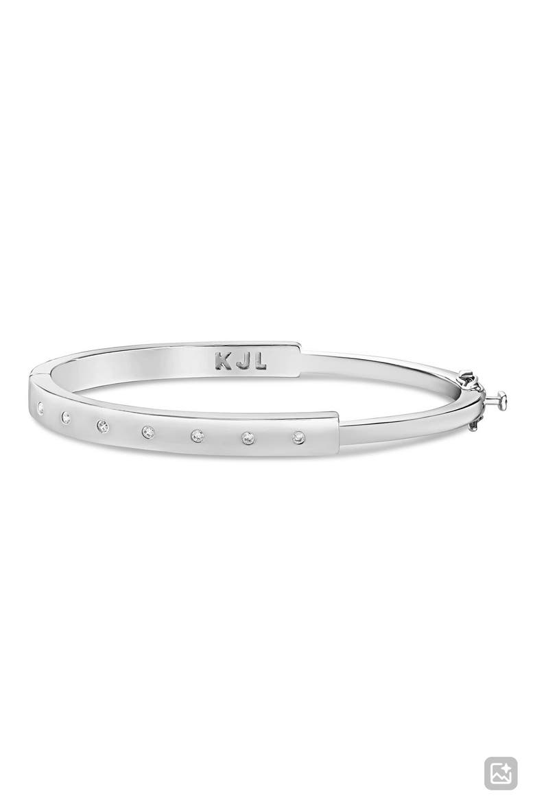Cubic Zirconia Bangle Bracelet, Main, color, RHODIUM PLATED