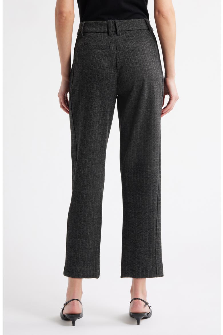 Skyrise Pleated Herringbone Twill Straight Leg Ankle Trousers, Alternate, color, CHARCOAL WHEAT MULTI