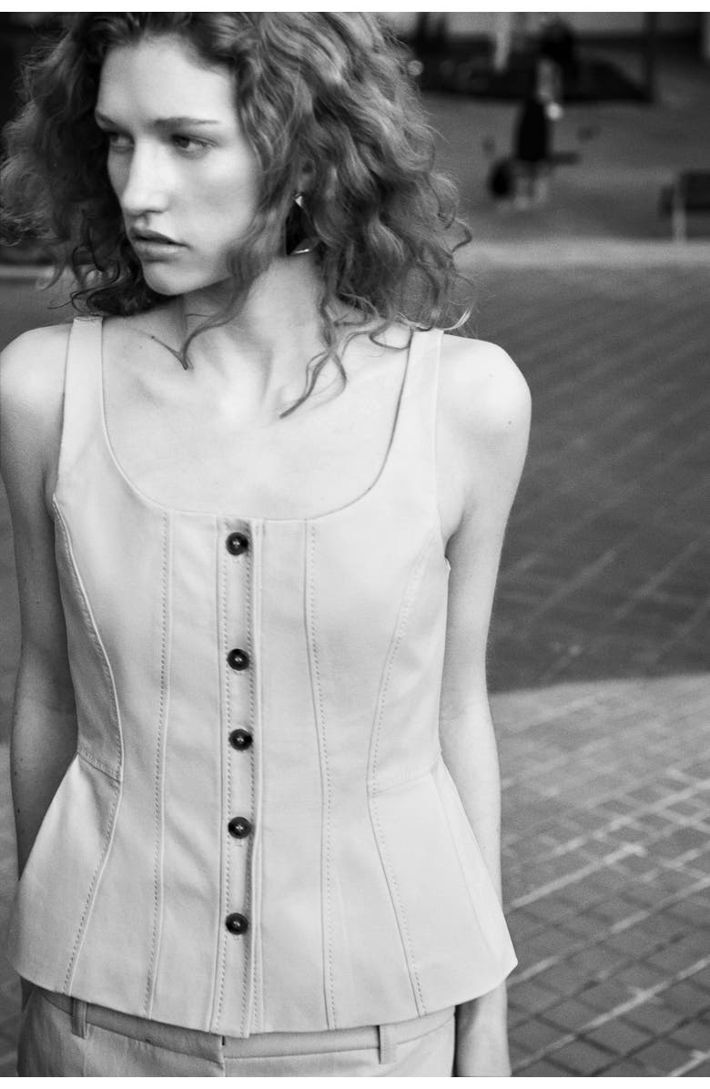 H&M Fitted vest, Alternate, color, Light Beige